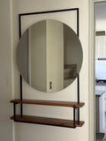 Arrimo Metálico con Espejo Redondo – 115 × 75 cm
