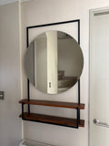 Arrimo Metálico con Espejo Redondo – 115 × 75 cm