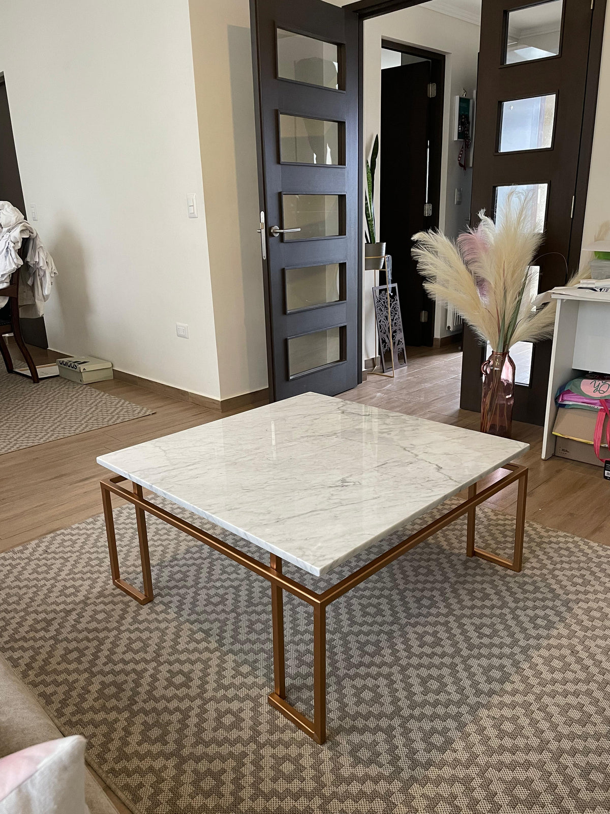 Mesa de centro mármol Carrara 90 × 90 cm