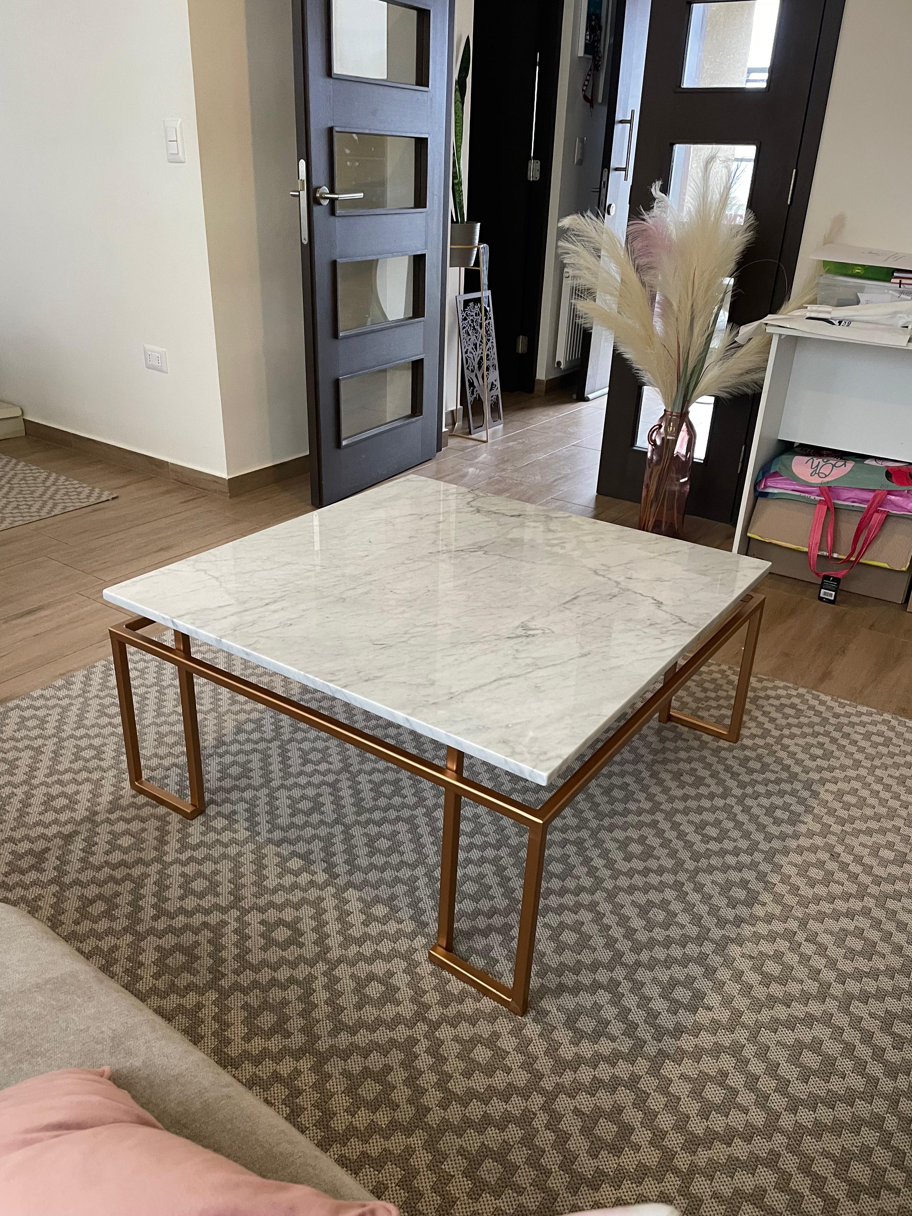 Mesa de centro mármol Carrara 90 × 90 cm