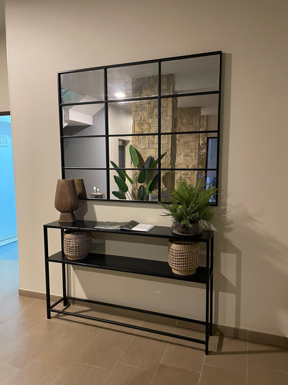 Espejo tipo ventana industrial 140 × 130 cm