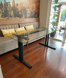 Mesa comedor base T con vidrio templado 190 × 90 cm