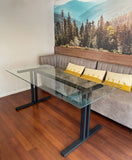 Mesa comedor base T con vidrio templado 190 × 90 cm